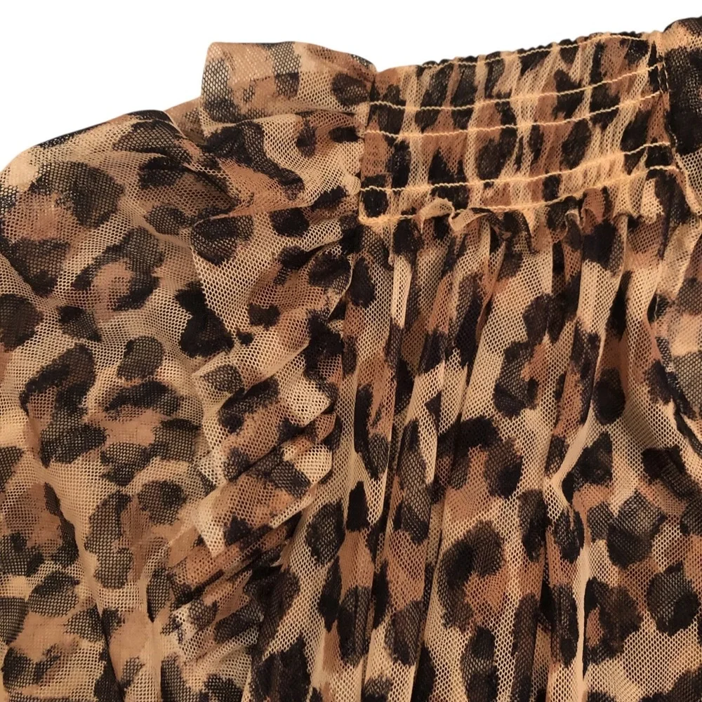 Free People Sheer Leopard Print Top with Ruffle Details Size S